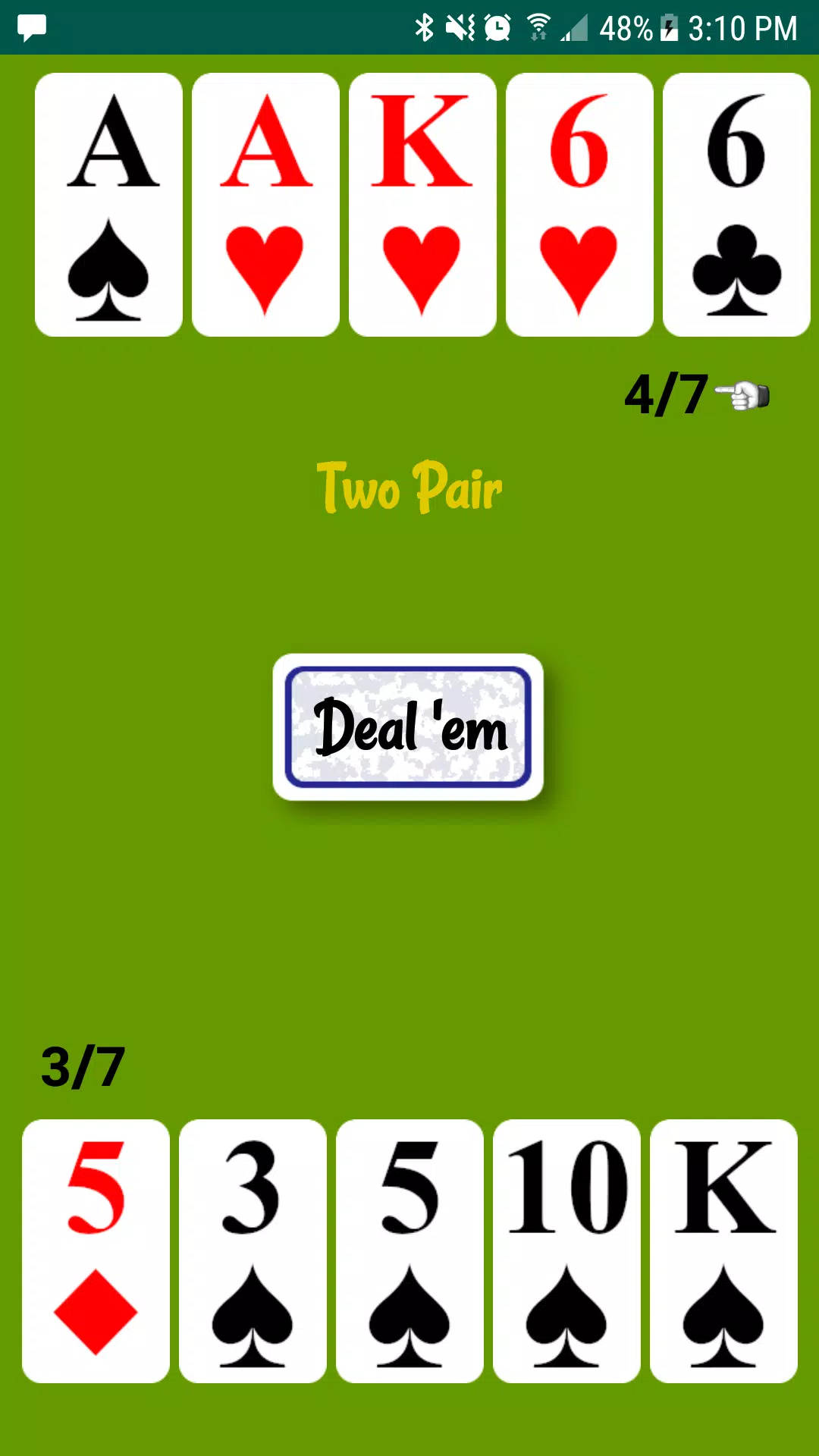 Five-Card Draw, green screen, Deal 'em, Full HD Phone Wallpaper