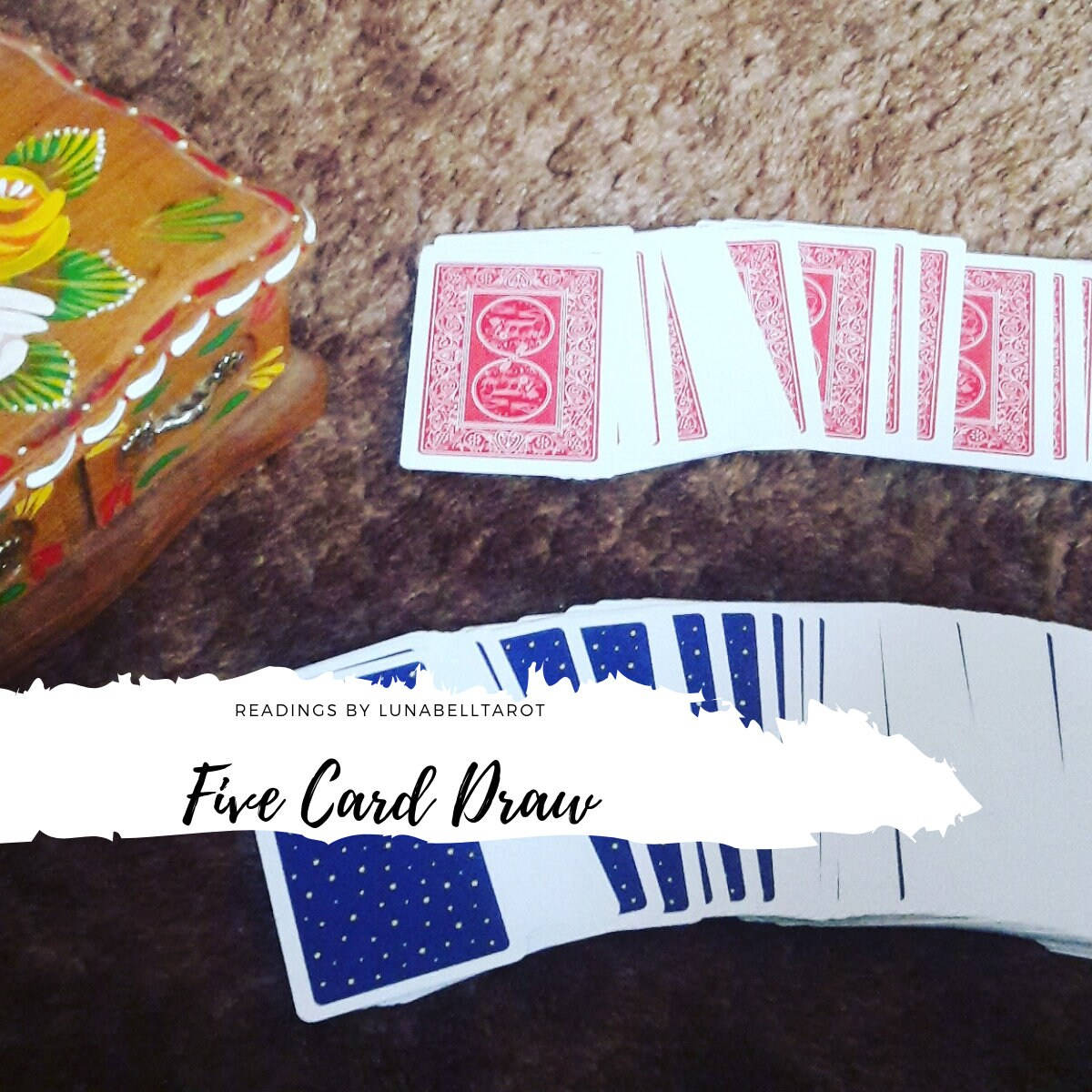 Five-card Draw, tarot reading, red and blue backs, SD Desktop Wallpaper