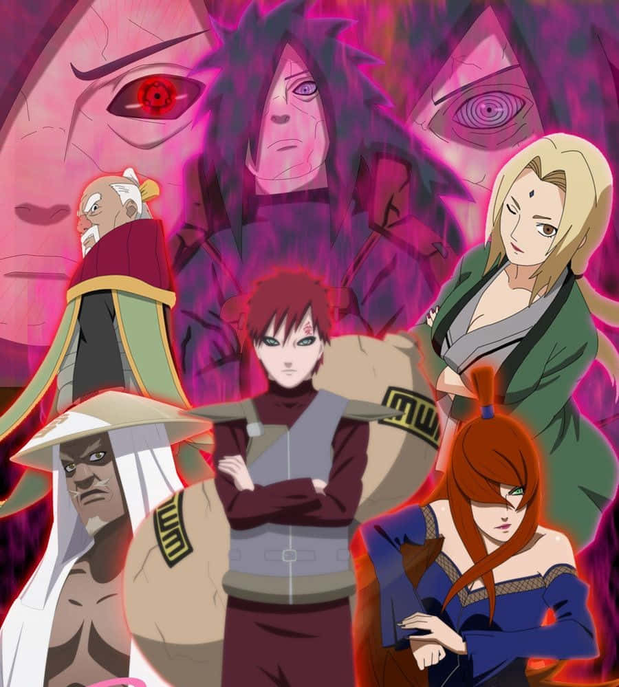 Five Kage Summit, glowing eyes, intense expressions, SD Phone Wallpaper