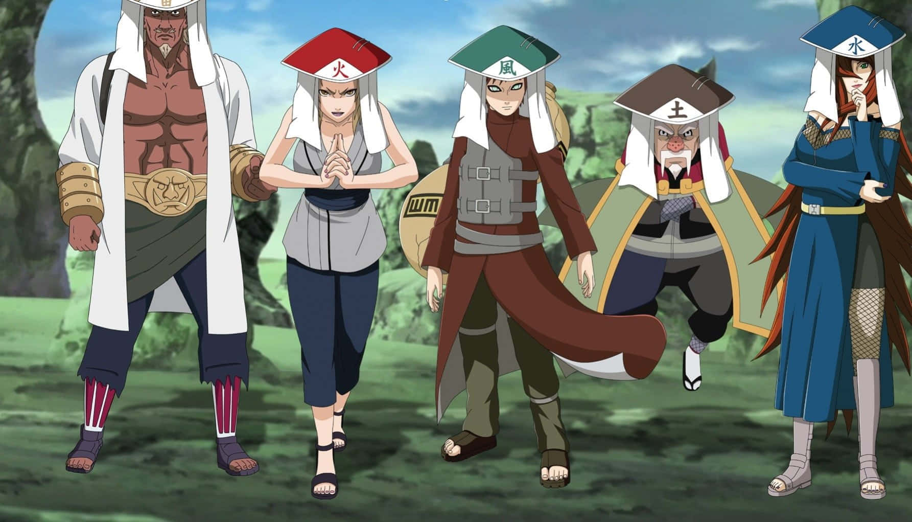 Five Kage Summit, anime ninja, elemental headbands, HD Desktop Wallpaper