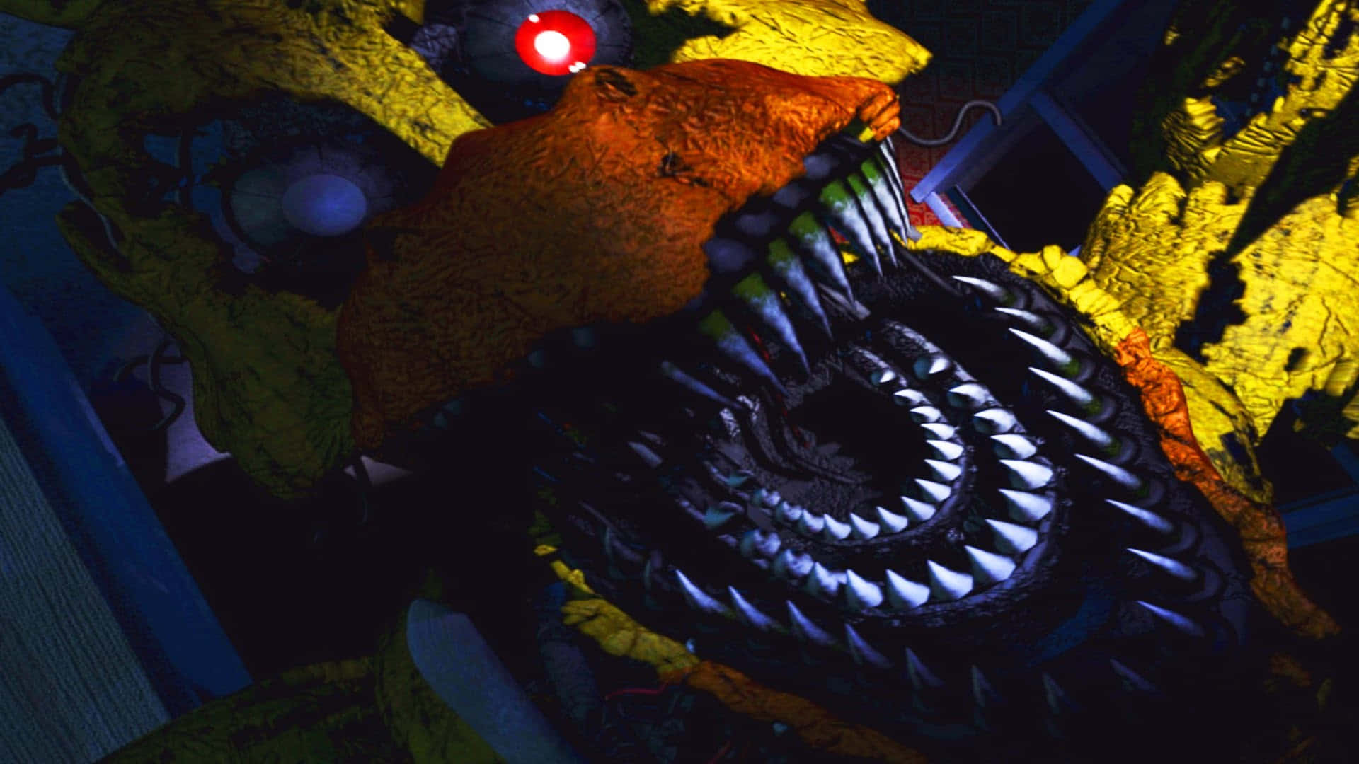 Five Nights At Freddys 4, animatronic, glowing red eye, Full HD Desktop Wallpaper