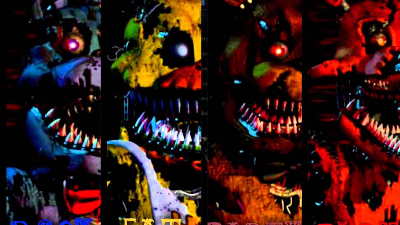 Five Nights at Freddys 4, animatronic monsters, glowing eyes, HD Desktop Wallpaper