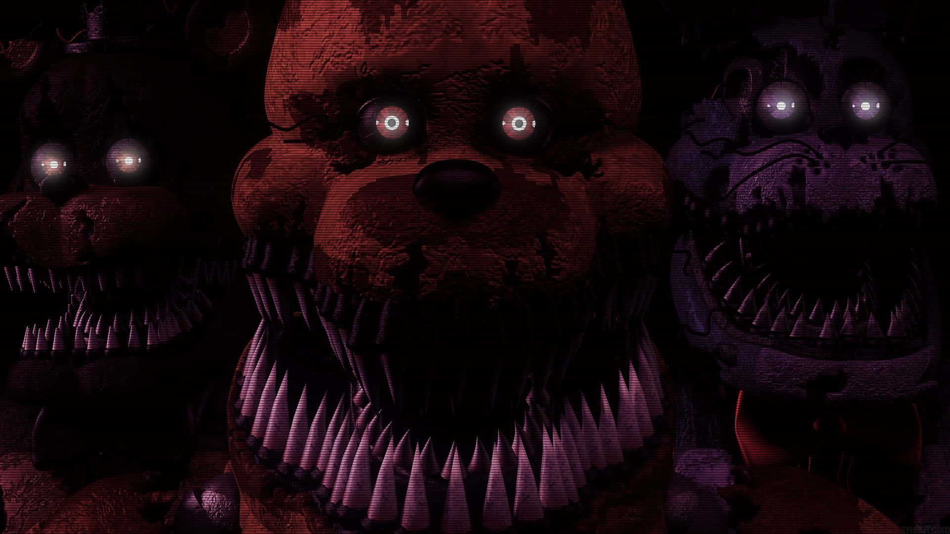 Five Nights at Freddys 4, animatronic bears, glowing eyes, Full HD Desktop Wallpaper