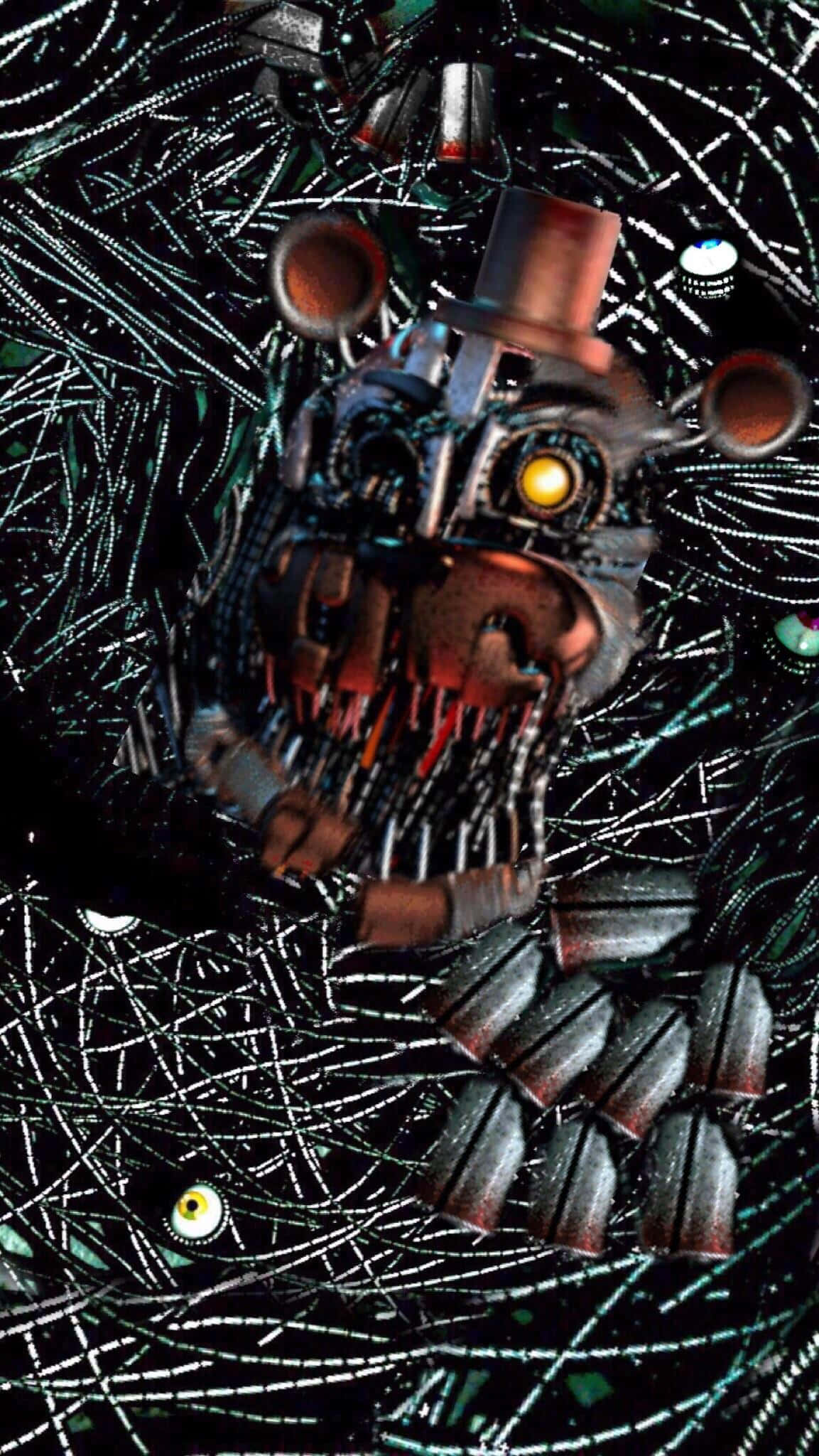 Five Nights at Freddys 4, animatronic bear, glowing eyes, Full HD Phone Wallpaper