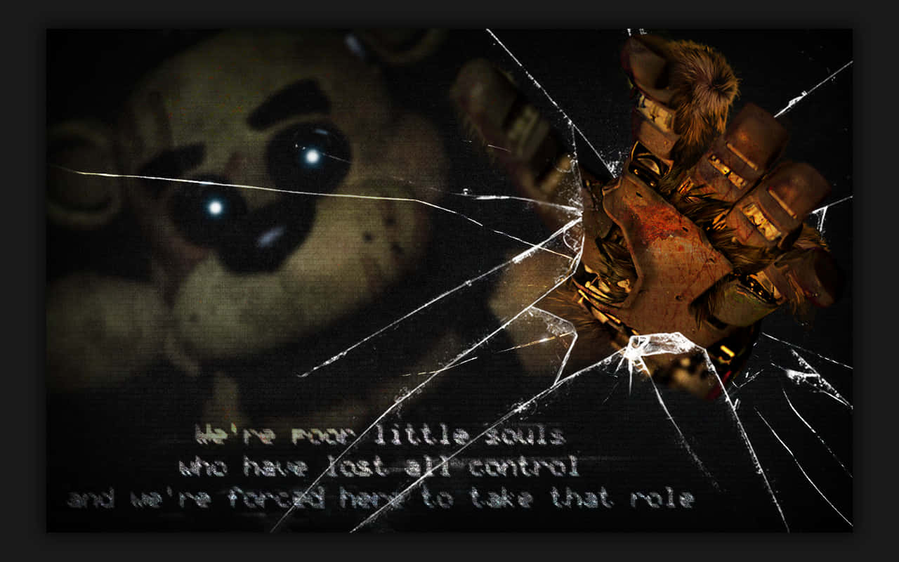 Five Nights At Freddys Desktop, glowing-eyed teddy bear, shattered glass effect, HD Desktop Wallpaper