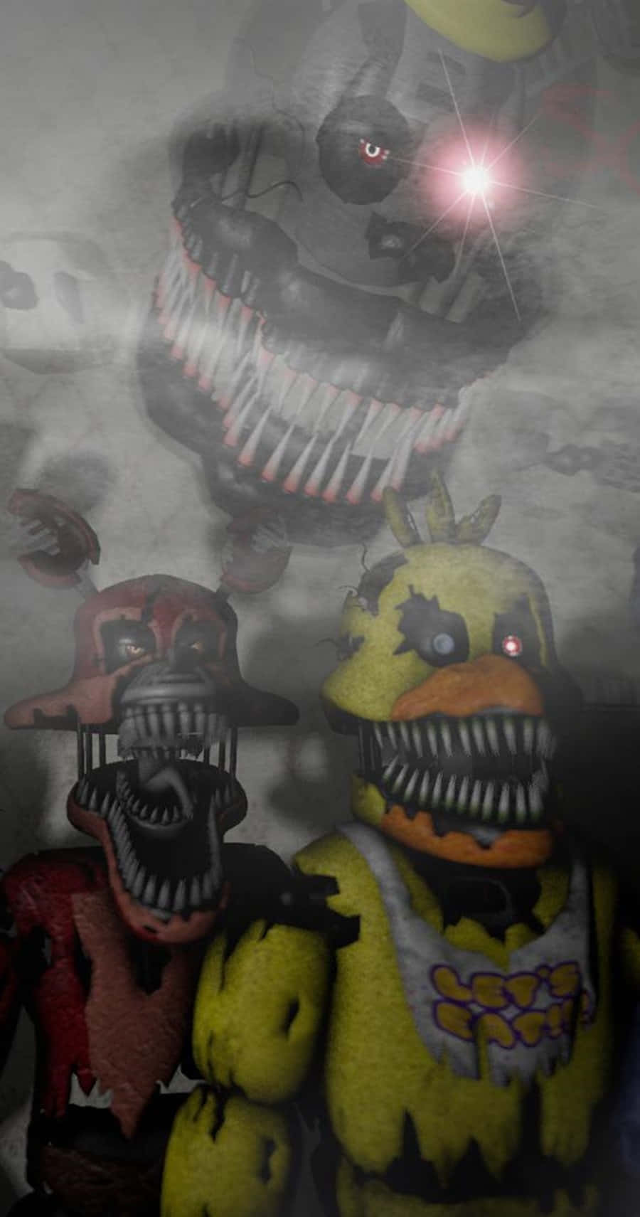 Five Nights At Freddys, animatronic characters, glowing eyes, HD Phone Wallpaper