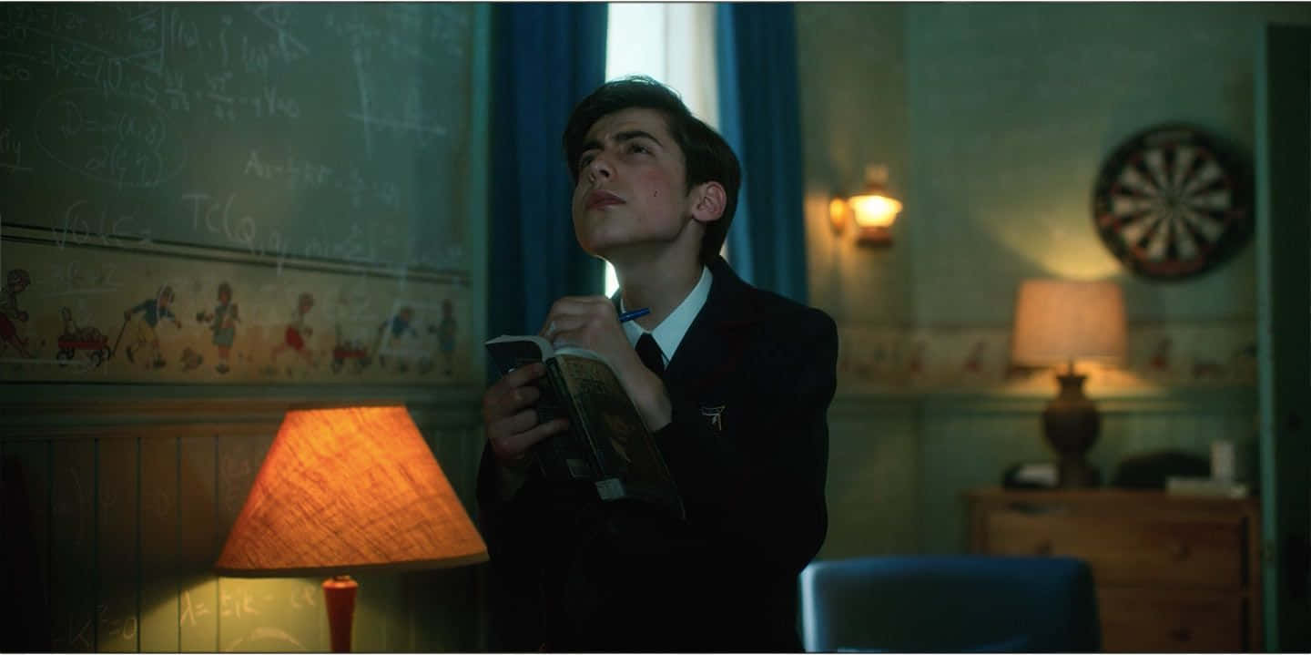 Five Umbrella Academy, suit, dimly lit room, HD Desktop Wallpaper