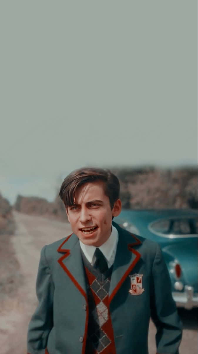 Five Umbrella Academy, Umbrella Academy, teal classic car, SD Phone Wallpaper