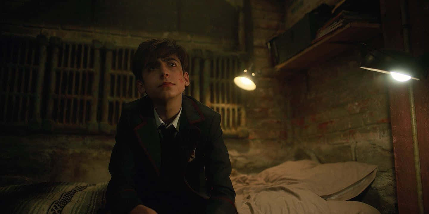Five Umbrella Academy, school uniform, bed, HD Desktop Wallpaper