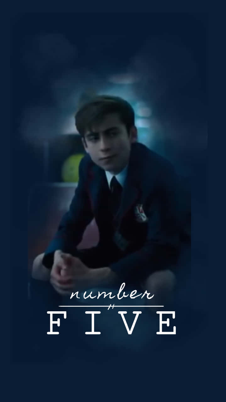 Five Umbrella Academy, dark school uniform, glowing blue lights, HD Phone Wallpaper