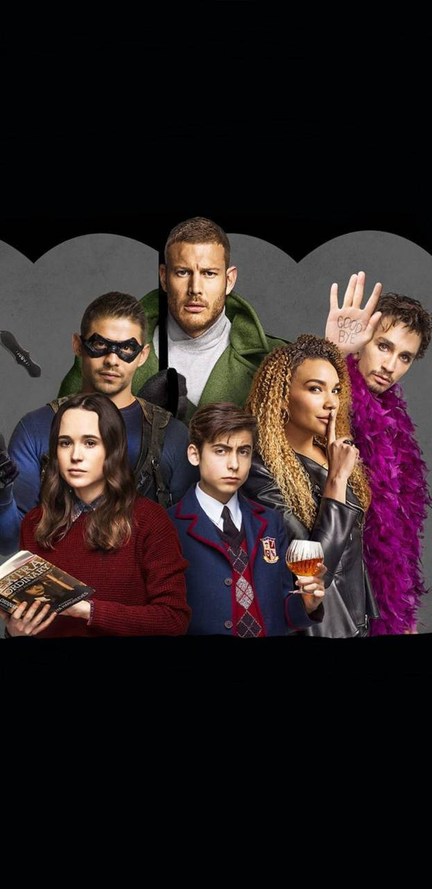 The Umbrella Academy, black and grey, superheroes team, HD Phone Wallpaper
