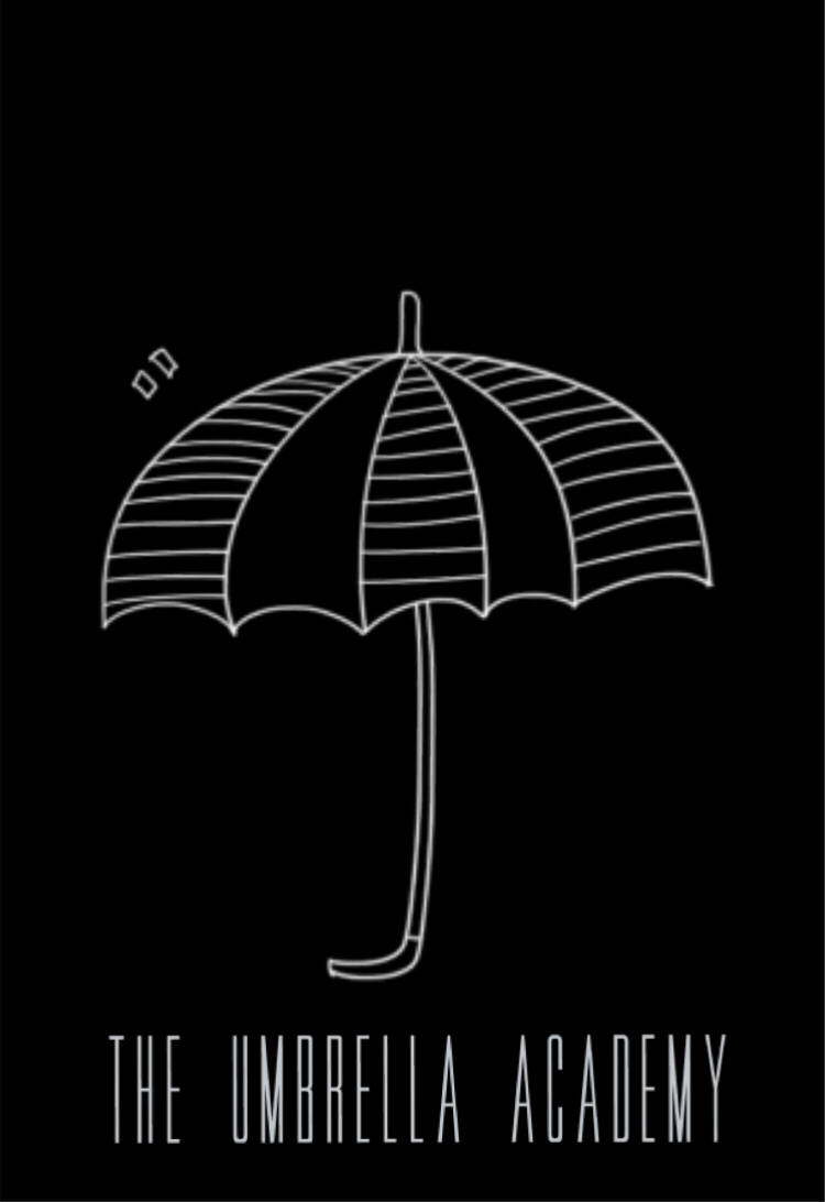 The Umbrella Academy, black background, white line drawing, SD Phone Wallpaper