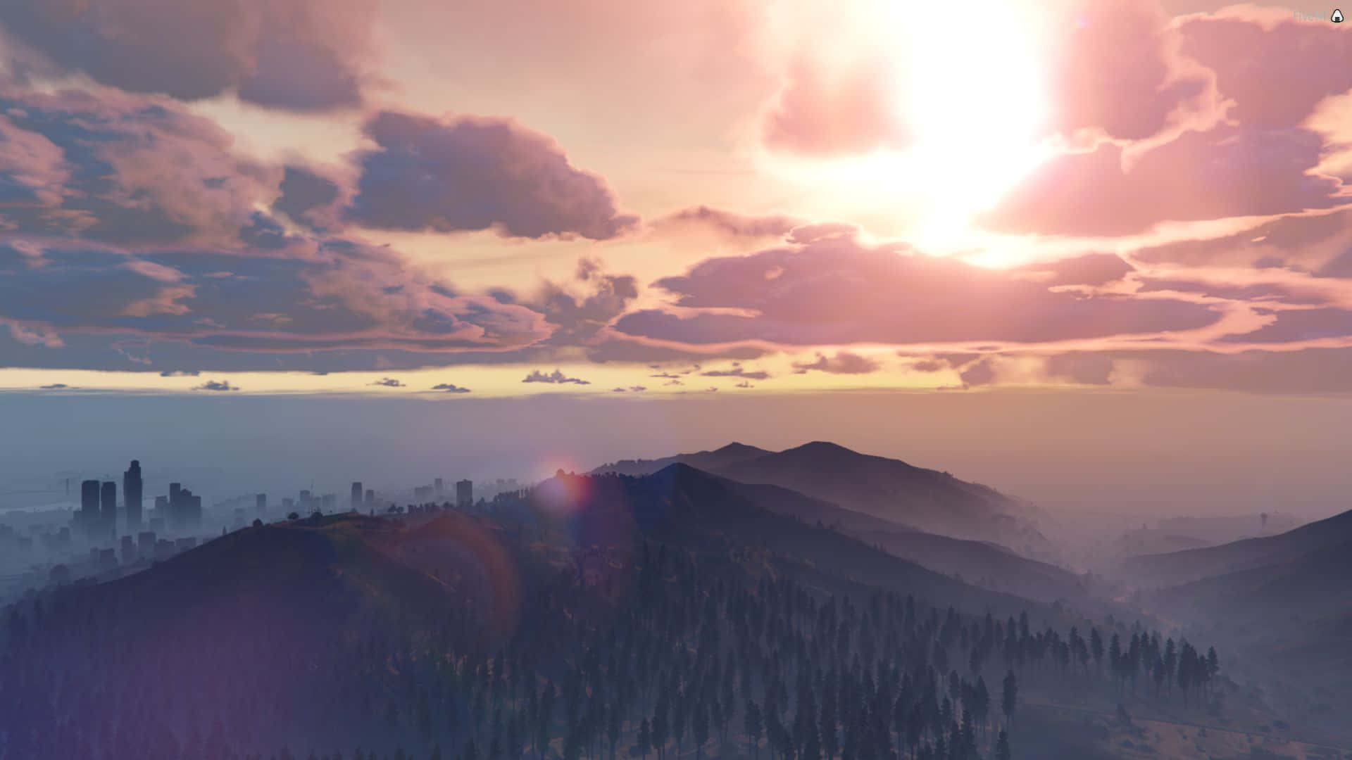 FiveM, Sunset, Misty Mountains, Full HD Desktop Wallpaper