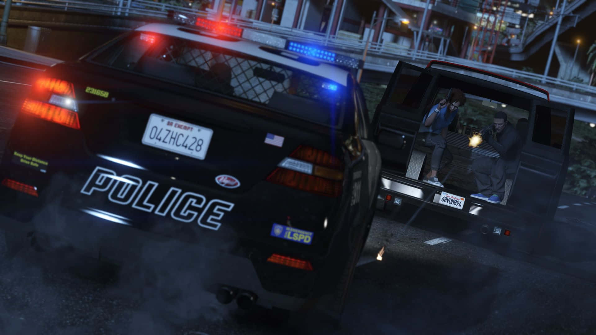 Fivem, police car, rainy urban night scene, Full HD Desktop Wallpaper