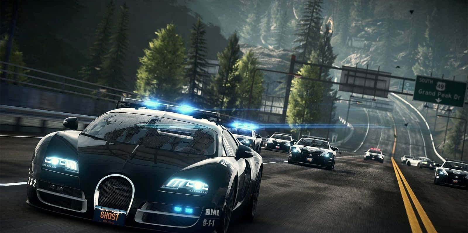 FiveM, black police Bugatti, winding mountain highway, HD Desktop Wallpaper