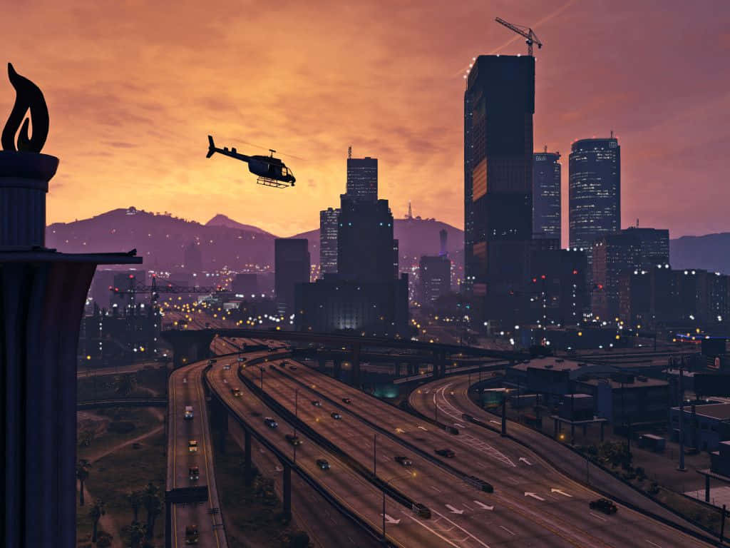 Fivem, helicopter, cityscape, SD Desktop Wallpaper
