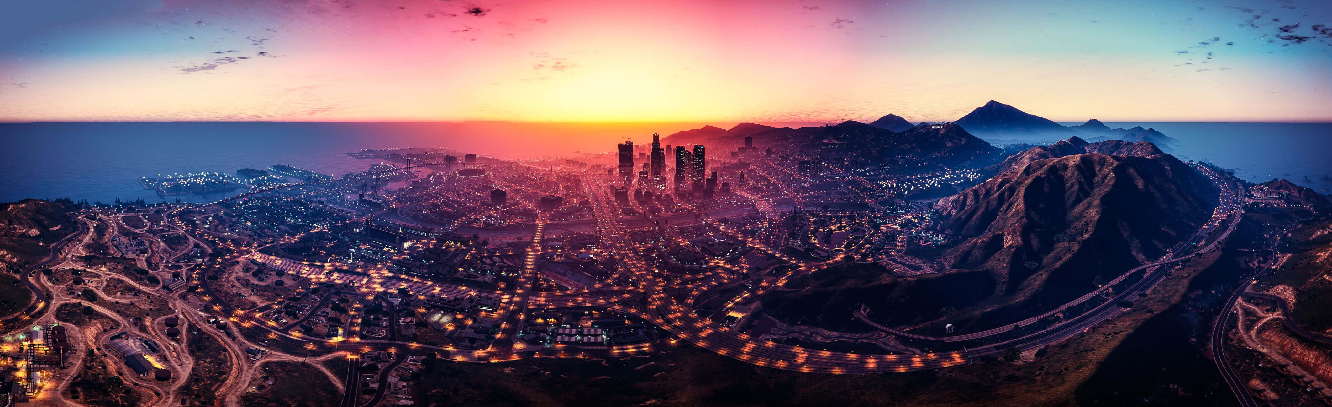 Fivem, Sunset, City, 4K Desktop Wallpaper