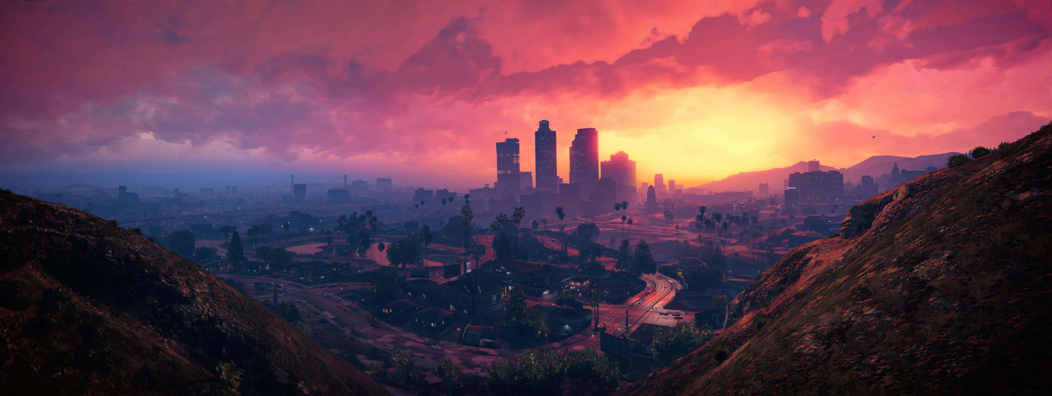 FiveM, sunset, cityscape, 4K Desktop Wallpaper