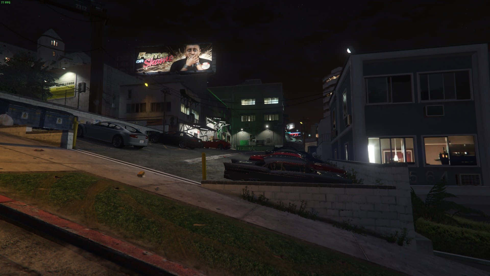 FiveM, nighttime urban street scene, glowing streetlights, Full HD Desktop Wallpaper