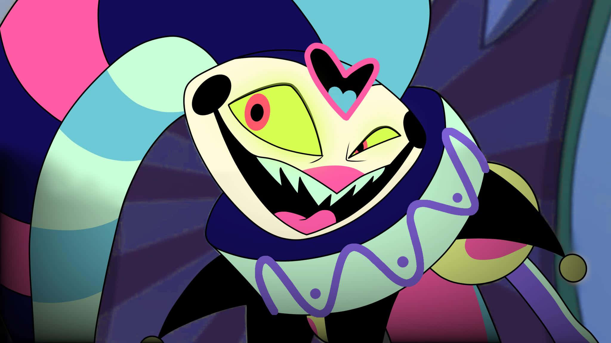 Fizzarolli, animated clown character, wide grin, Full HD Desktop Wallpaper