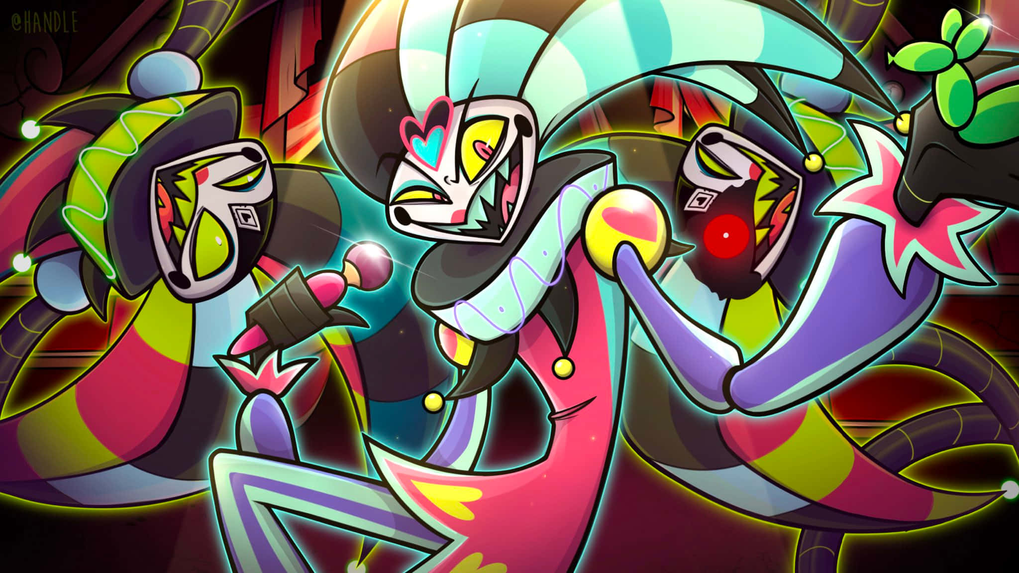 Fizzarolli, neon outlines, colorful abstract patterns, Full HD Desktop Wallpaper
