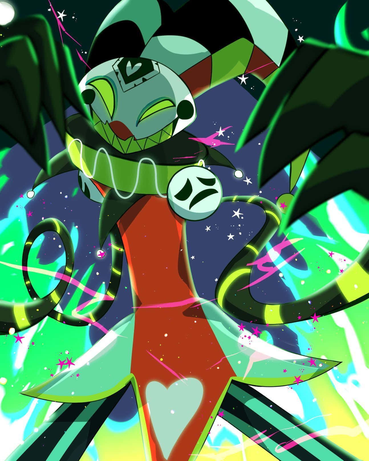 Fizzarolli, anime character, green and red accents, HD Phone Wallpaper