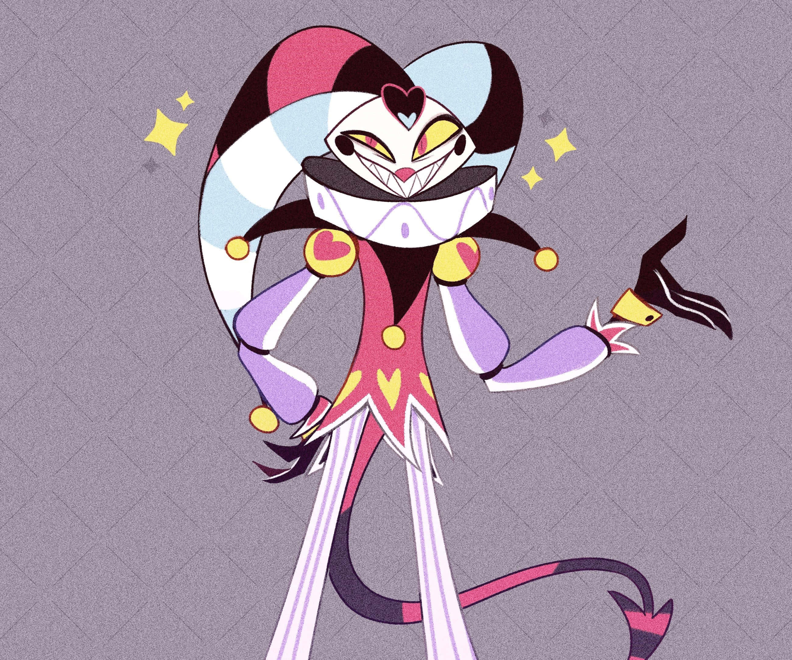 Fizzarolli, jester character, heart-shaped face, 2K Desktop Wallpaper