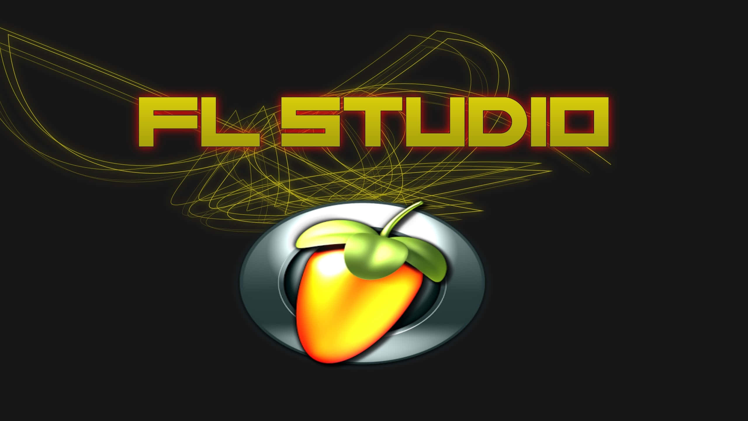 FL STUDIO, yellow, glowing lines, 2K Desktop Wallpaper