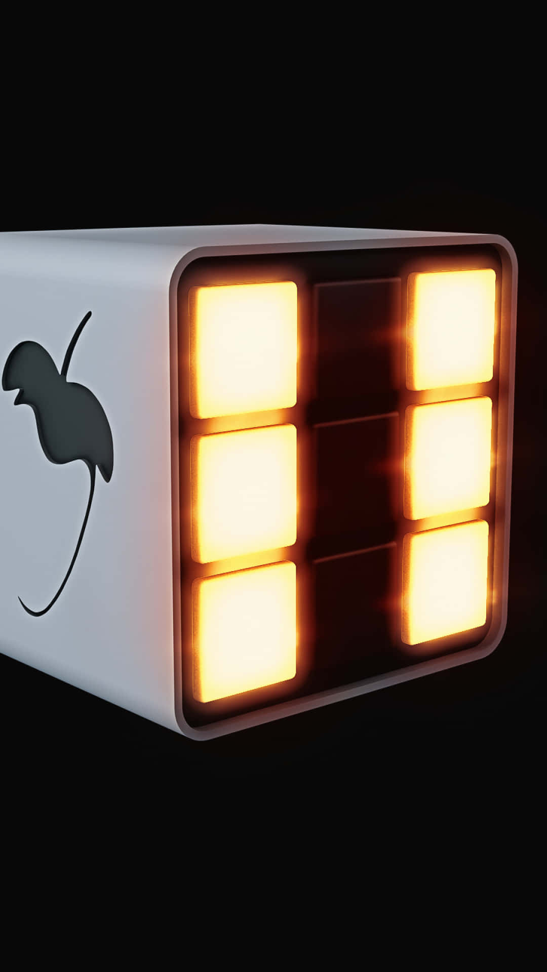 Fl Studio, white cube, glowing amber panels, Full HD Phone Wallpaper