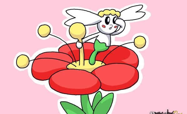 Flabébé, white-winged fairy, blonde hair, SD Desktop Wallpaper