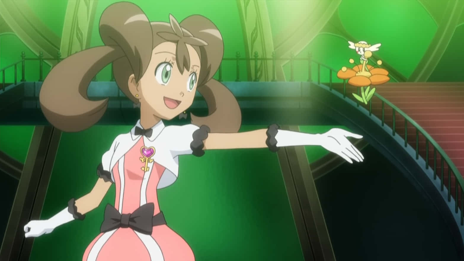 Flabébé, pink dress, glowing Pokémon, HD Desktop Wallpaper