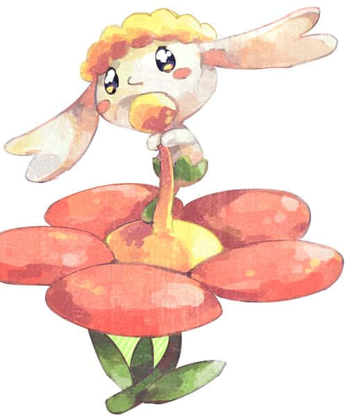 Flabébé, watercolor-style, bunny-like creature, SD Phone Wallpaper
