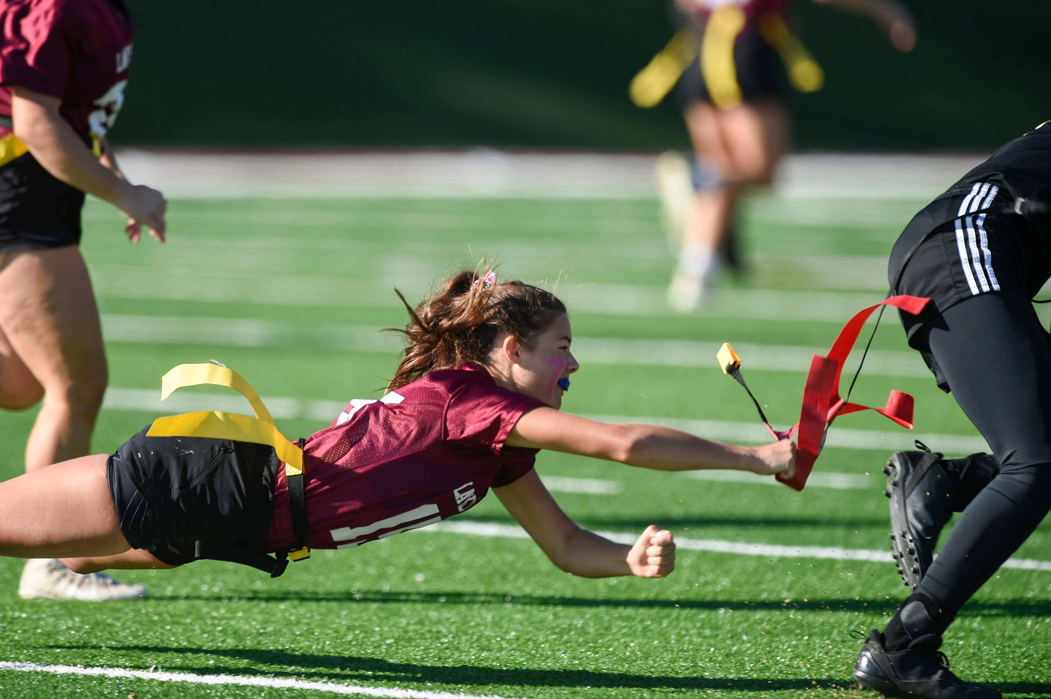 No Contact Sport, flag football, young female flag football player, 4K Desktop Wallpaper