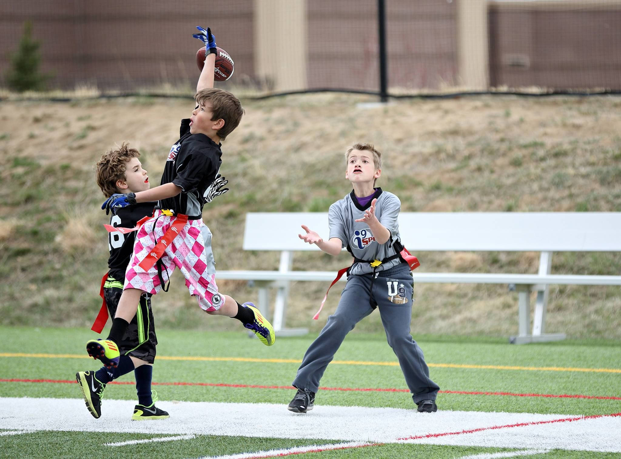 One-Handed Catch Flag Football, flag football players, sunny field, Full HD Desktop Wallpaper