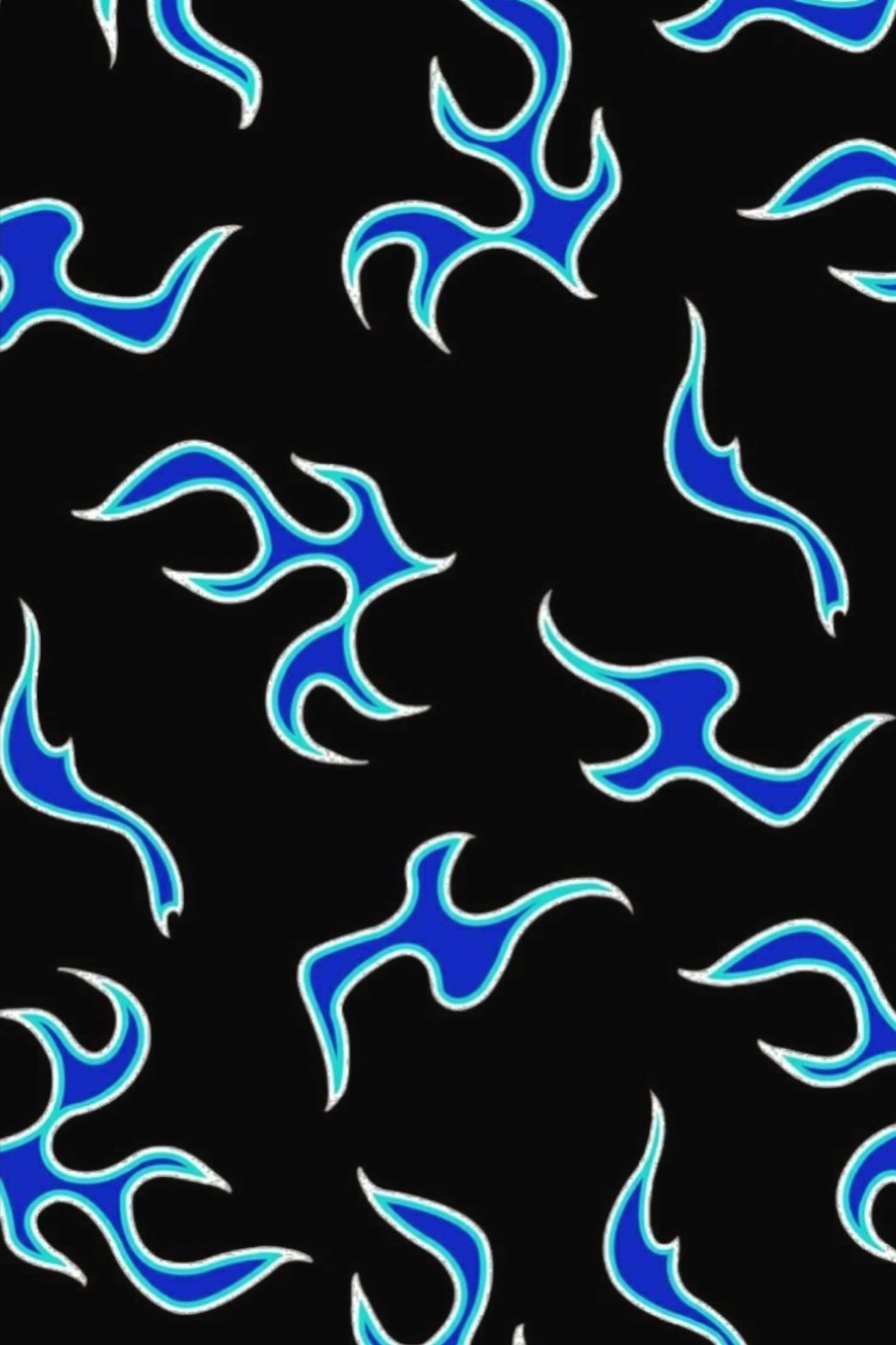 Flame, blue flame, white outlines, 2K Phone Wallpaper