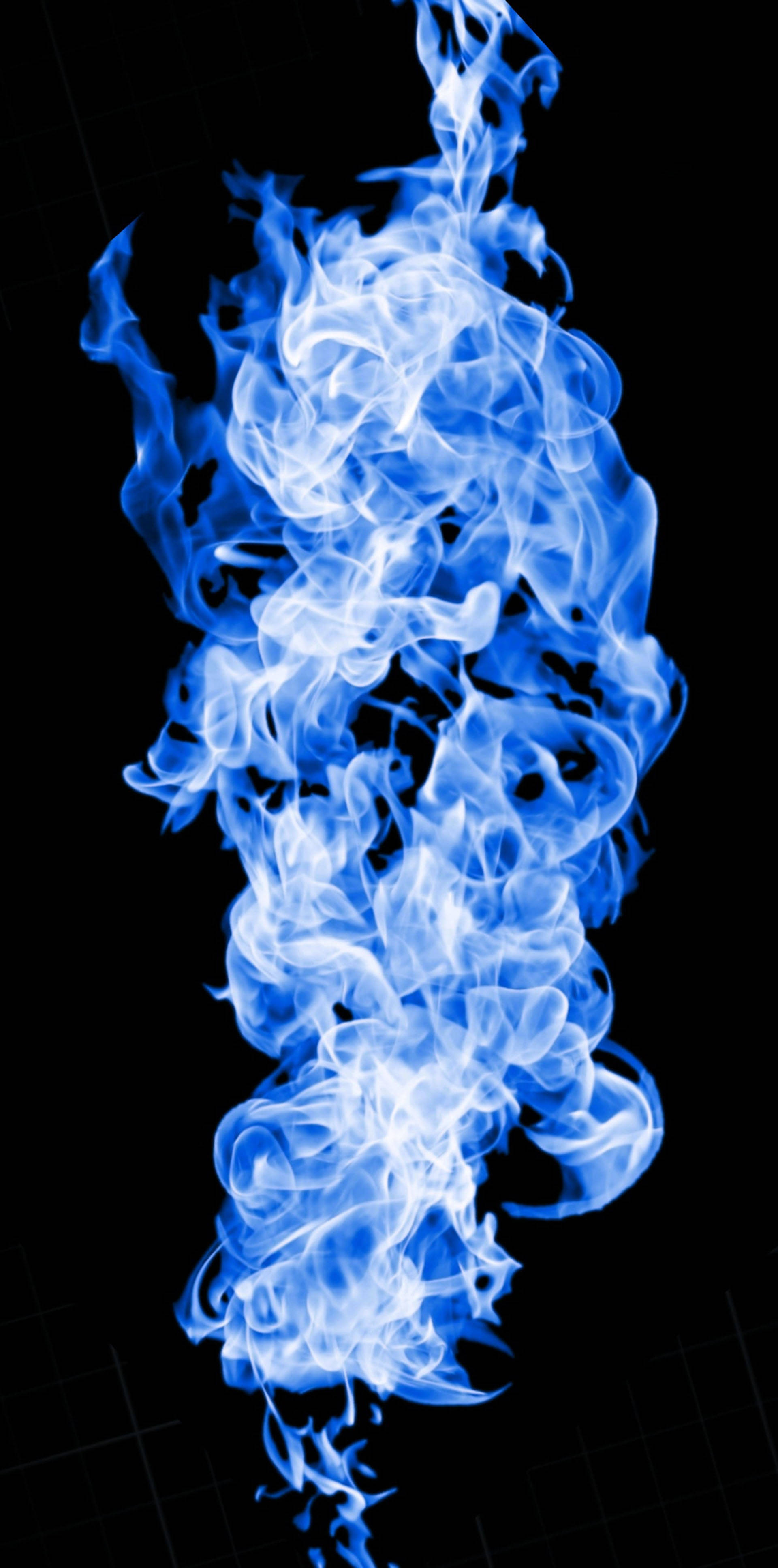 abstract blue flames, vibrant blue flames, stark black background, 4K Phone Wallpaper
