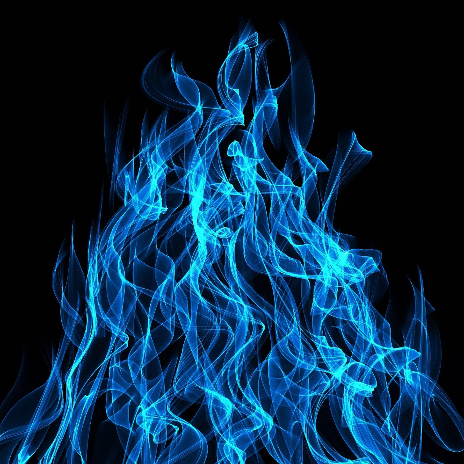blue flame, electric blue flames, pure black background, Full HD Desktop Wallpaper