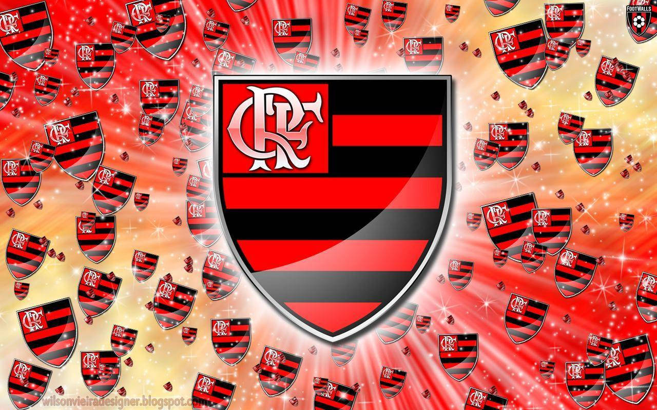 Flamengo FC, Flamengo crest, glowing red and black stripes, HD Desktop Wallpaper