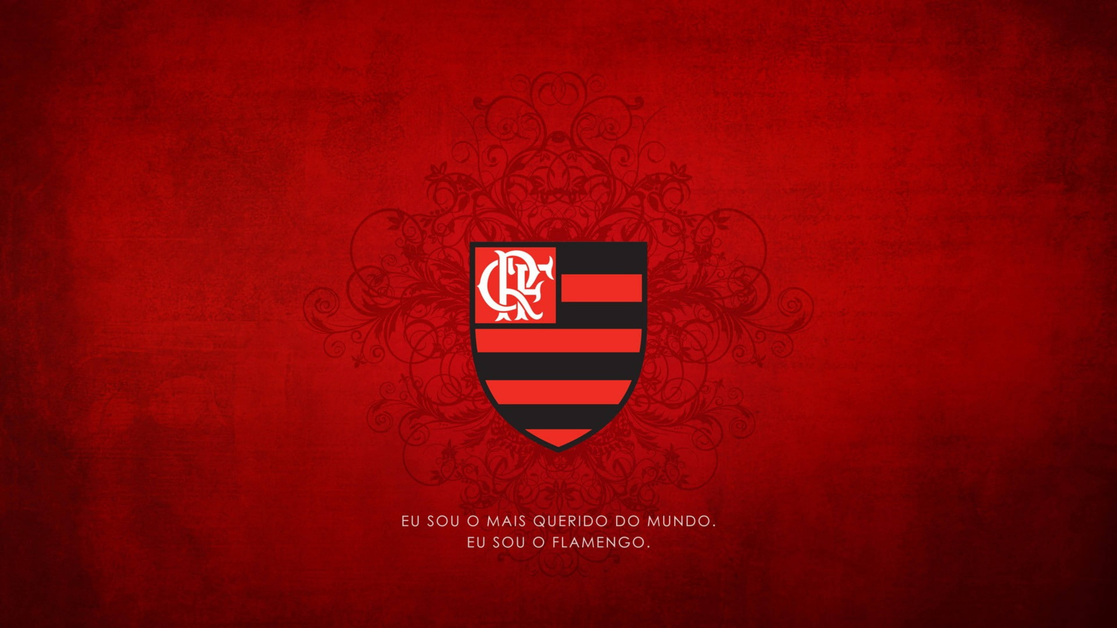 Flamengo FC, black and red stripes, textured crimson background, 4K Desktop Wallpaper