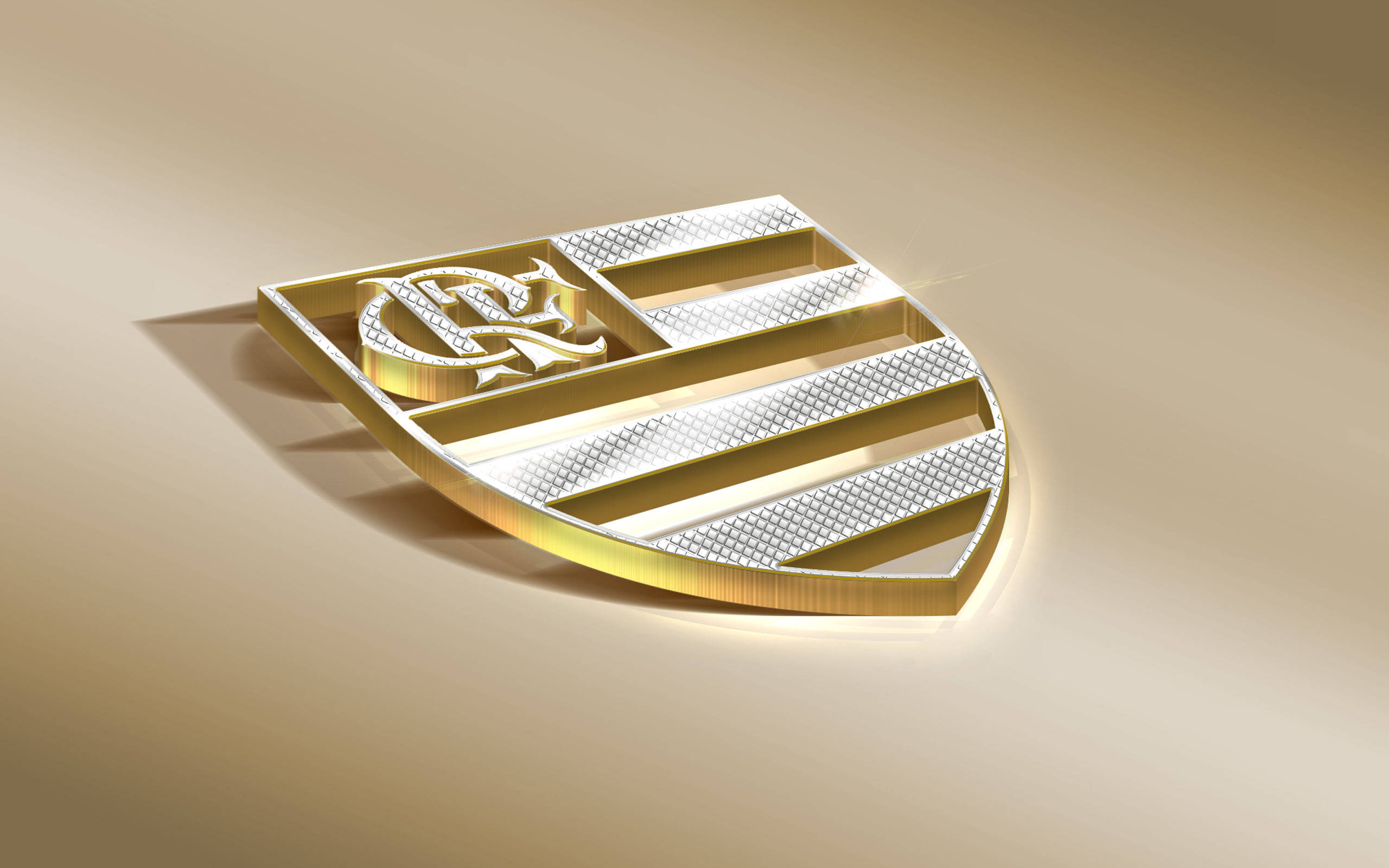 Flamengo FC, gold logo, gold and silver shield emblem, 2K Desktop Wallpaper