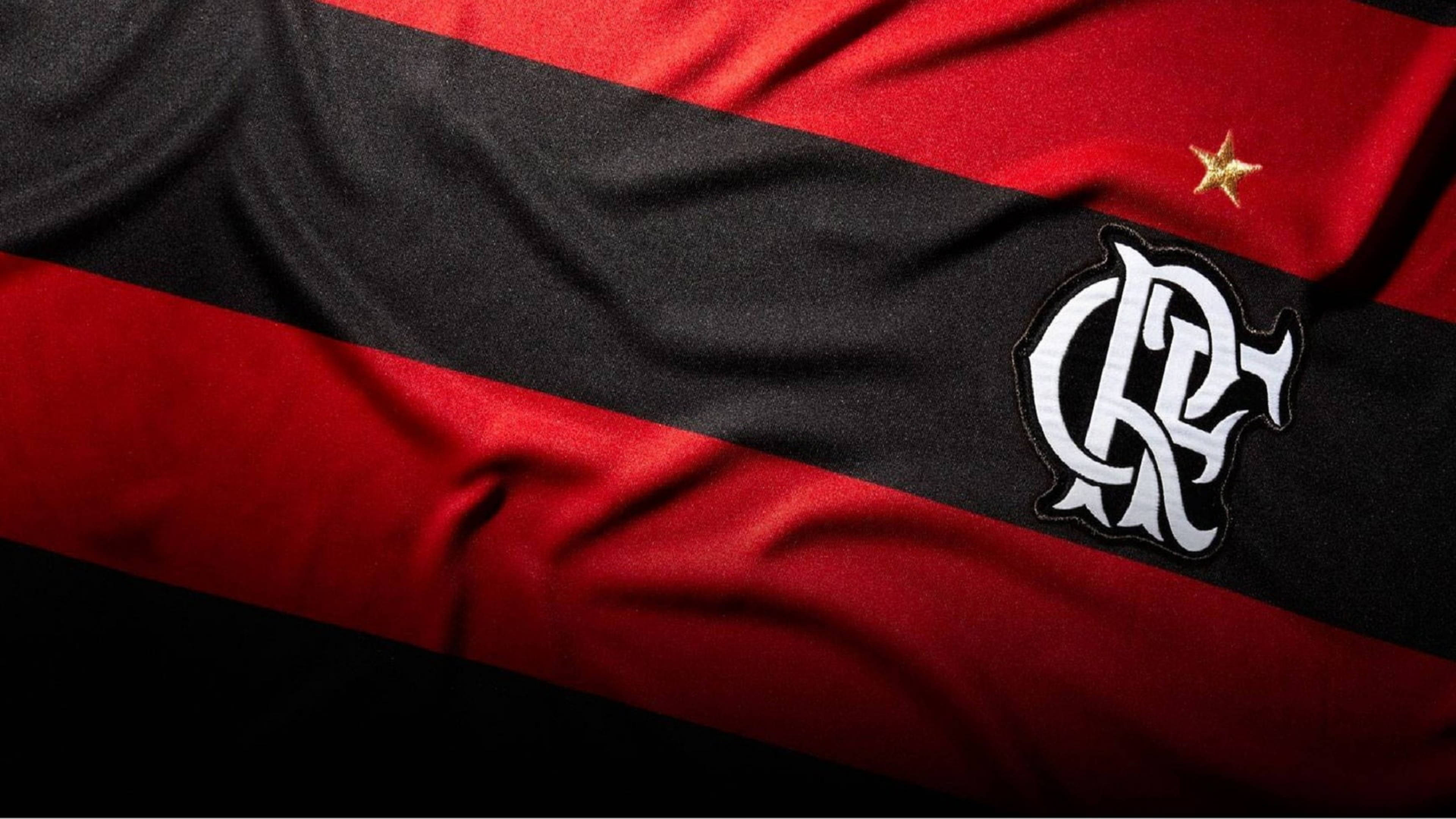 Flamengo FC, red and black stripes, embroidered club crest, 4K Desktop Wallpaper