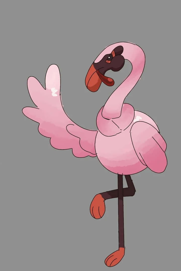 animated flamingo, cartoon pink flamingo, one leg, SD Phone Wallpaper