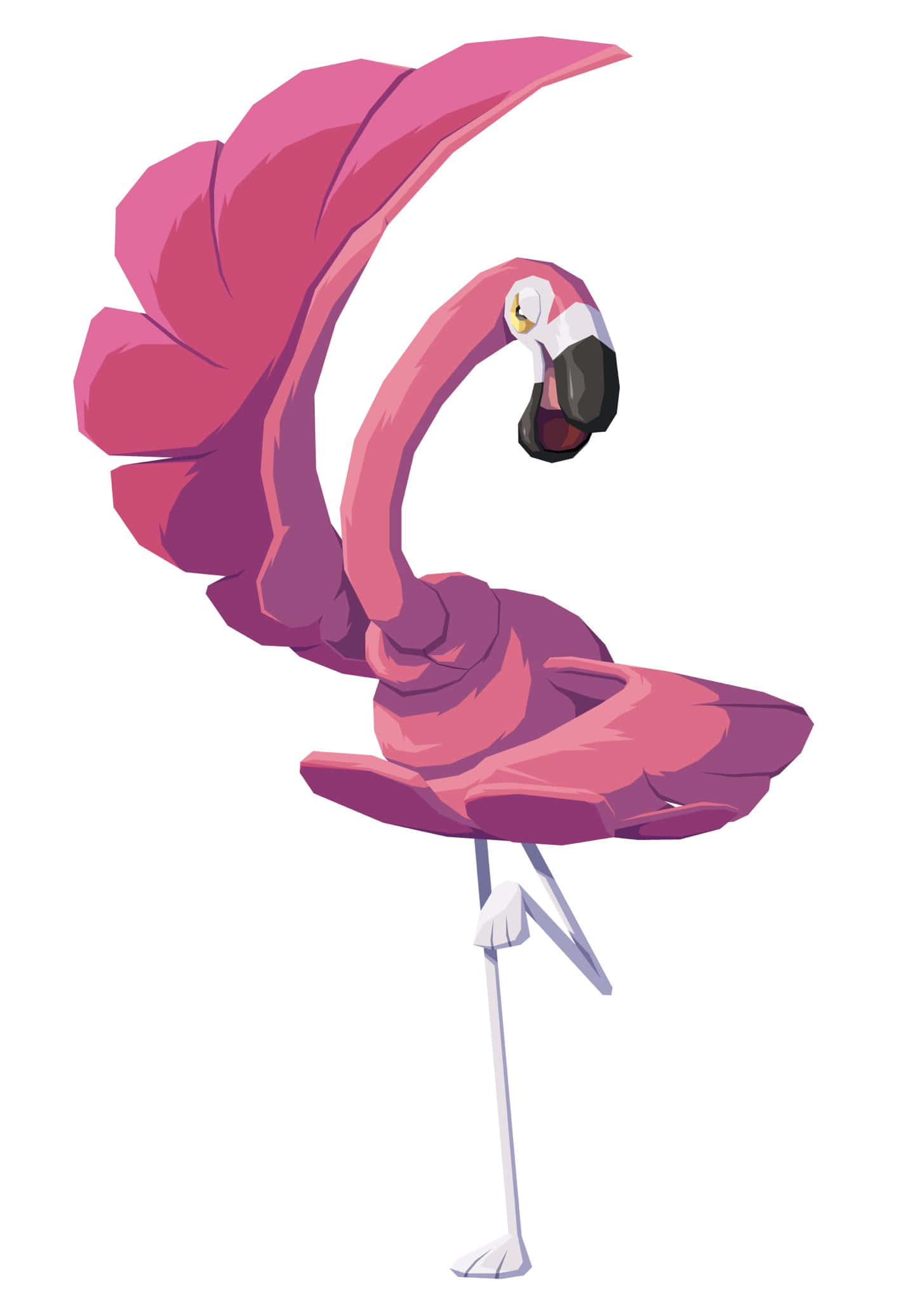 stylized pink flamingo, one leg, neck curved, Full HD Phone Wallpaper