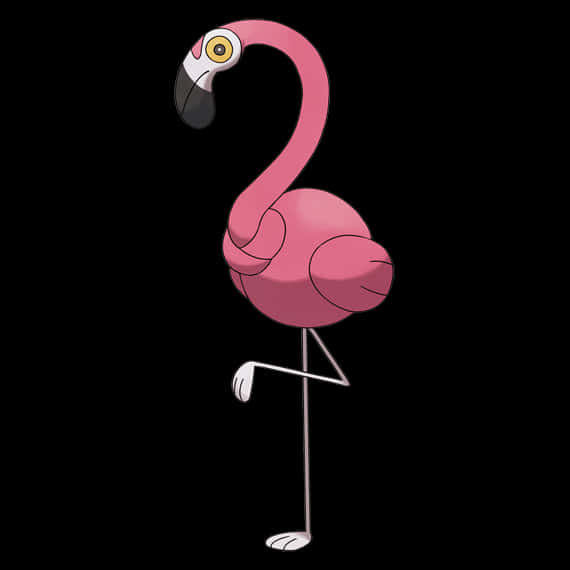 pink flamingo, cartoon character, stark black background, SD Desktop Wallpaper
