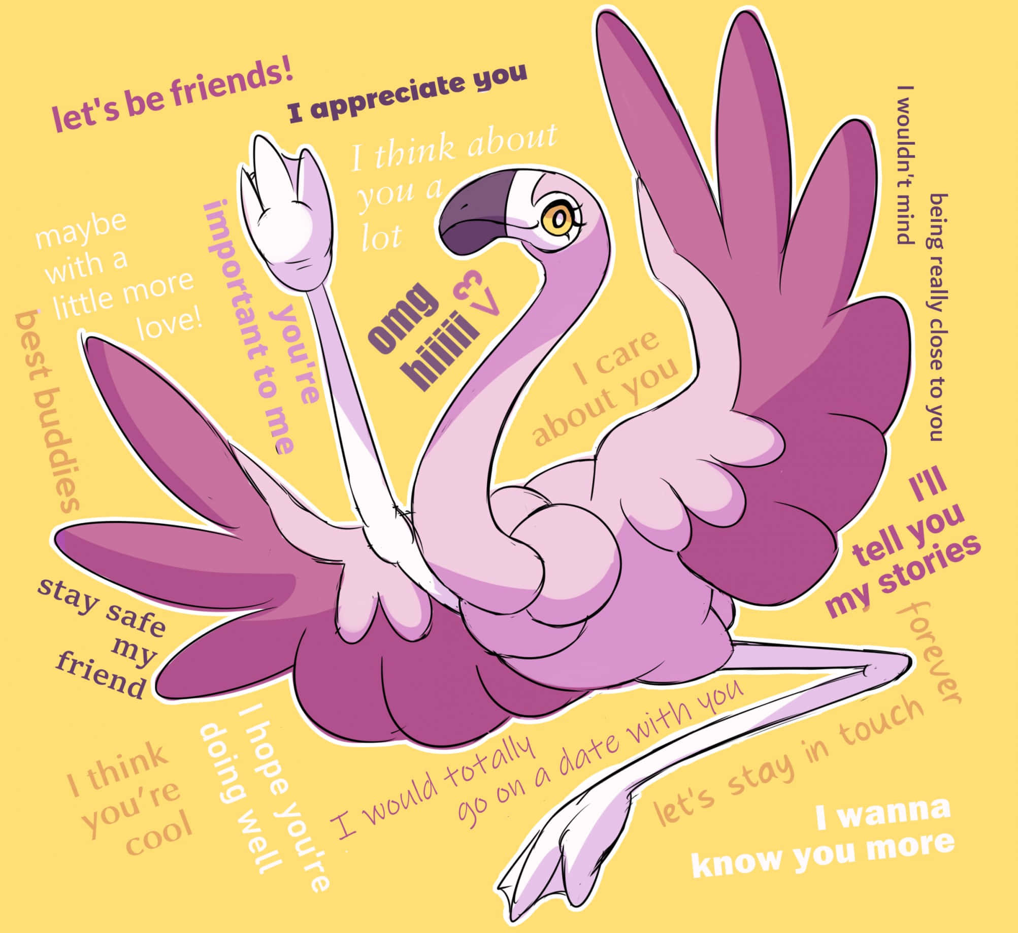 Affectionate Flamingo Expressions, pink flamingo, outstretched wings, Full HD Desktop Wallpaper