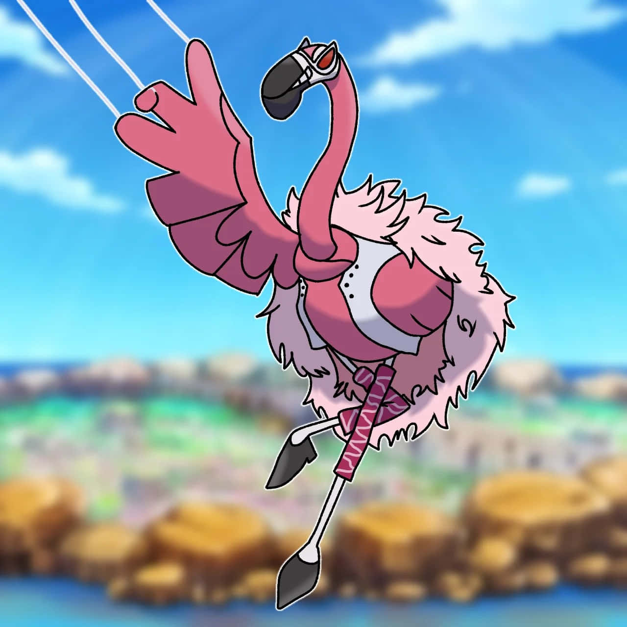 flamingo, sunglasses, pink outfit, HD Desktop Wallpaper