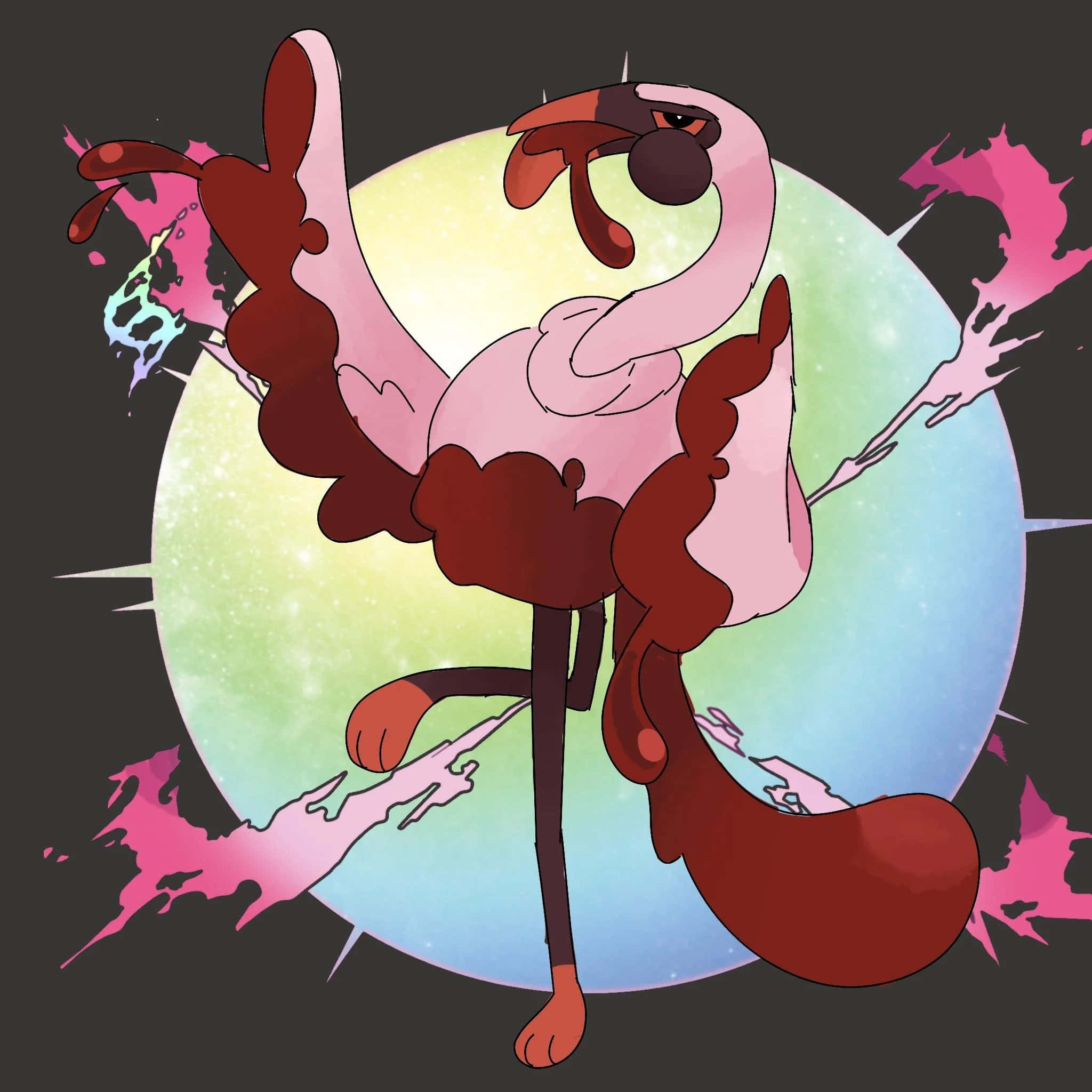 abstract flamingo artwork, pink flamingo, dark red accents, Full HD Desktop Wallpaper
