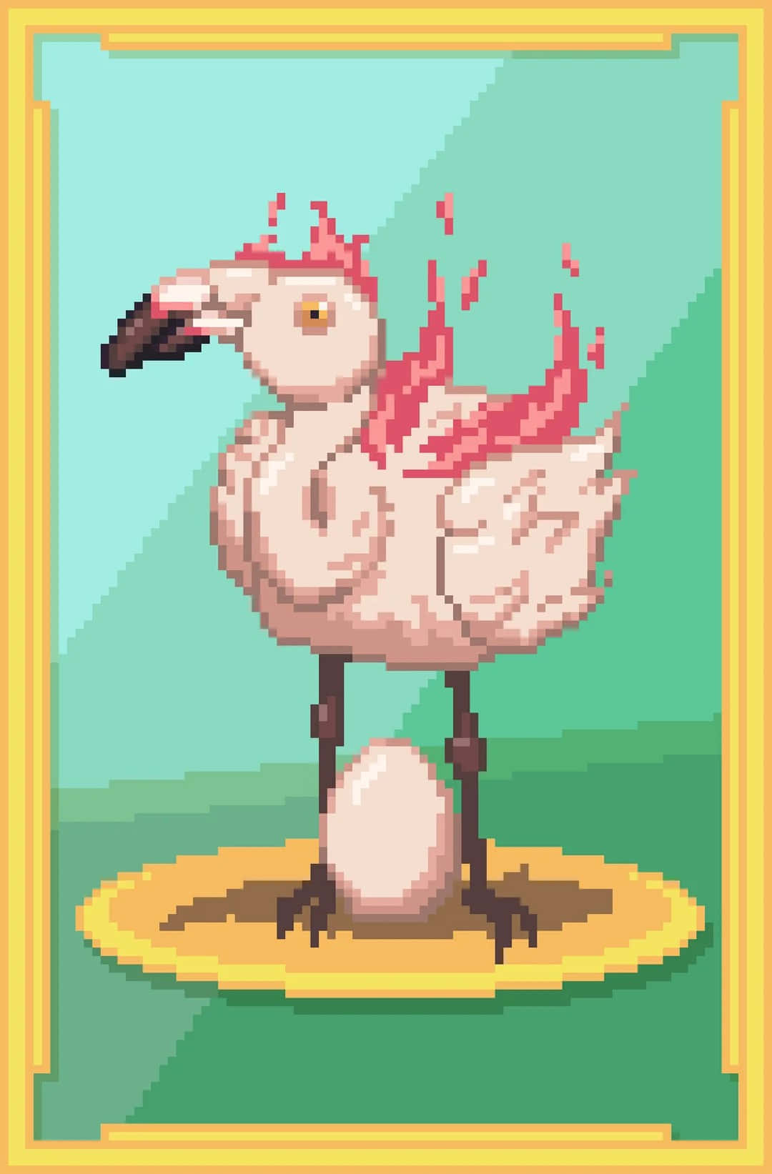 pixel art, flamingo egg, hatching, HD Phone Wallpaper