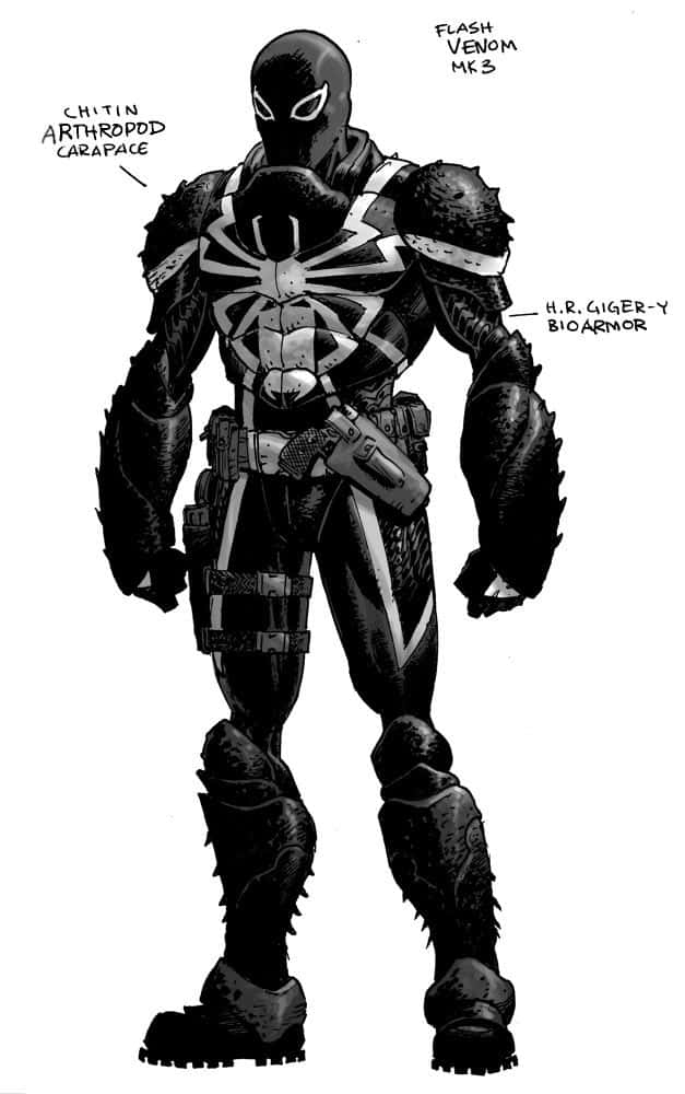 Flash Thompson, spider emblem, biomechanical armor, SD Phone Wallpaper