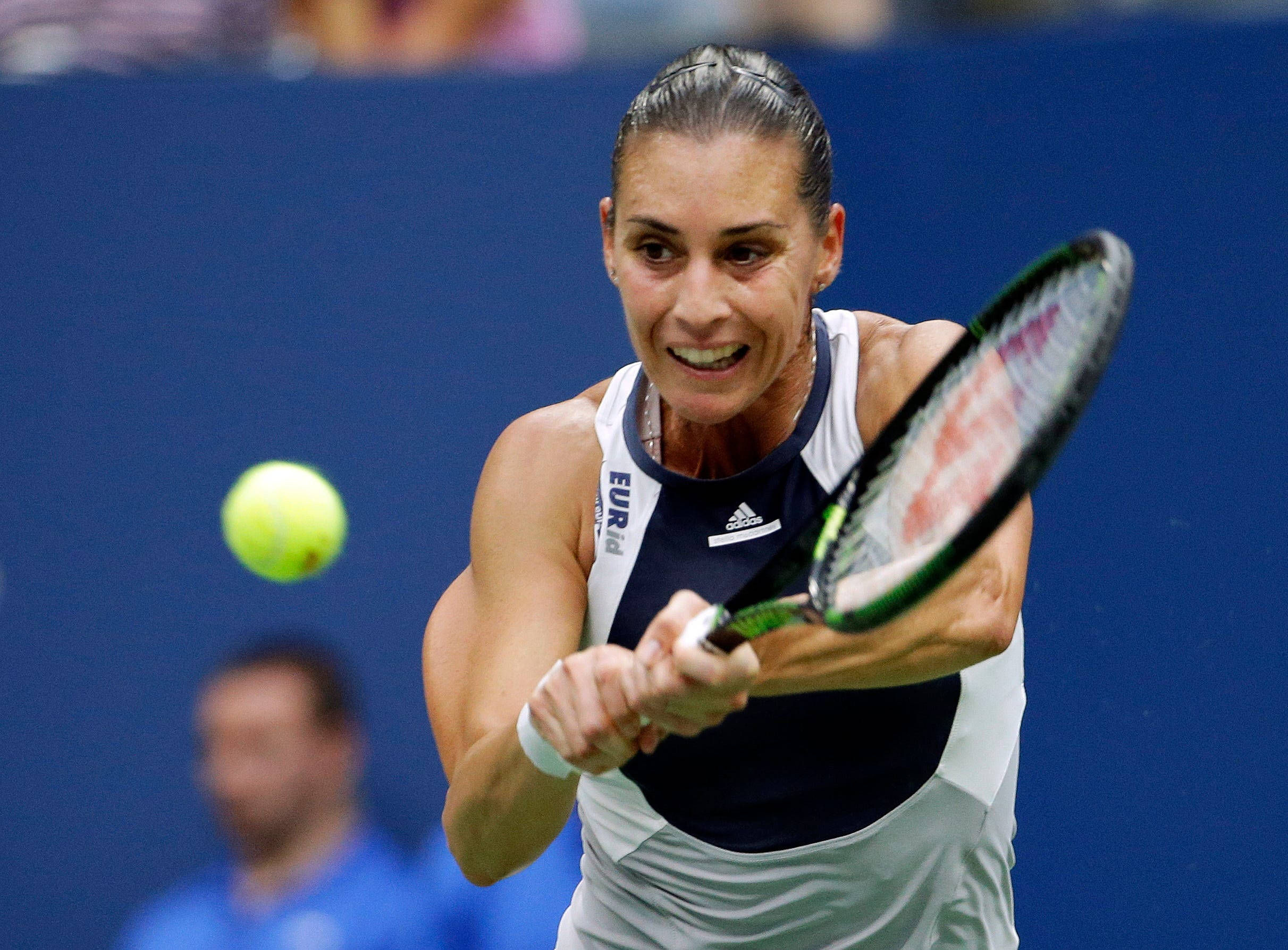 Flavia Pennetta, tennis player, yellow ball, Full HD Desktop Wallpaper